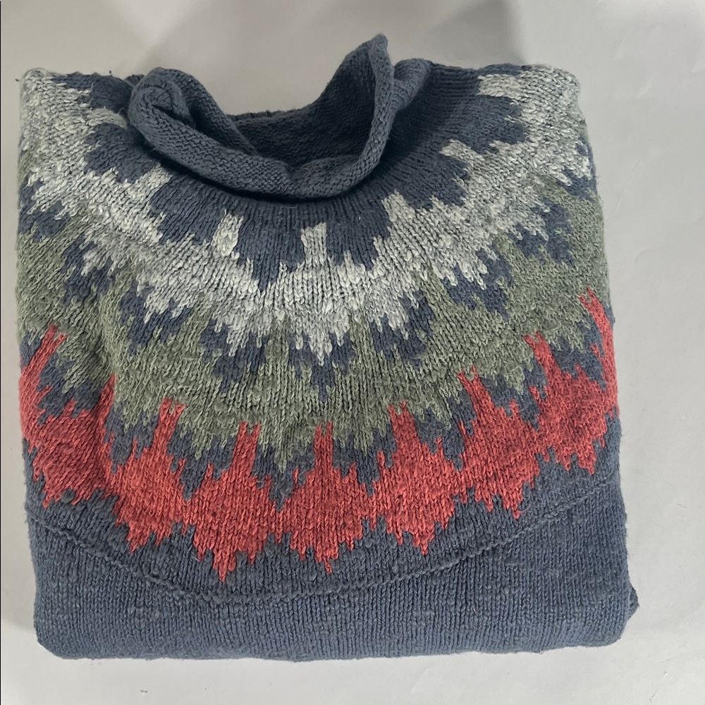 L.L. Bean Blue and Red Patterned Sweater - Picture 2 of 5